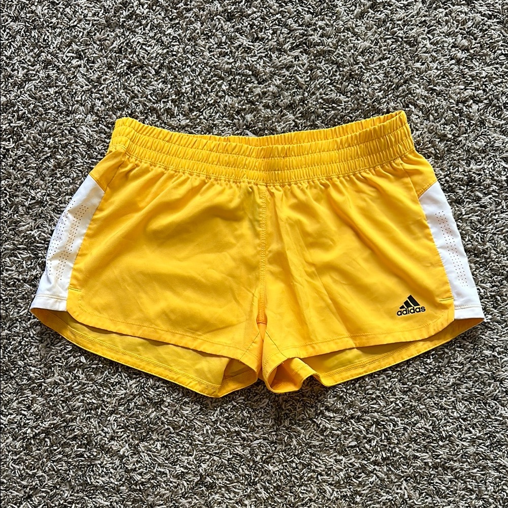 Adidas Yellow and White Athletic Shorts Lightweight Training